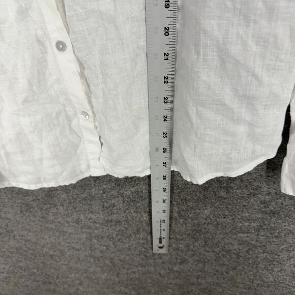 Sigrid Olsen Shirt Women L Large White Button Up Linen Collared Long Sleeve - Picture 6 of 7